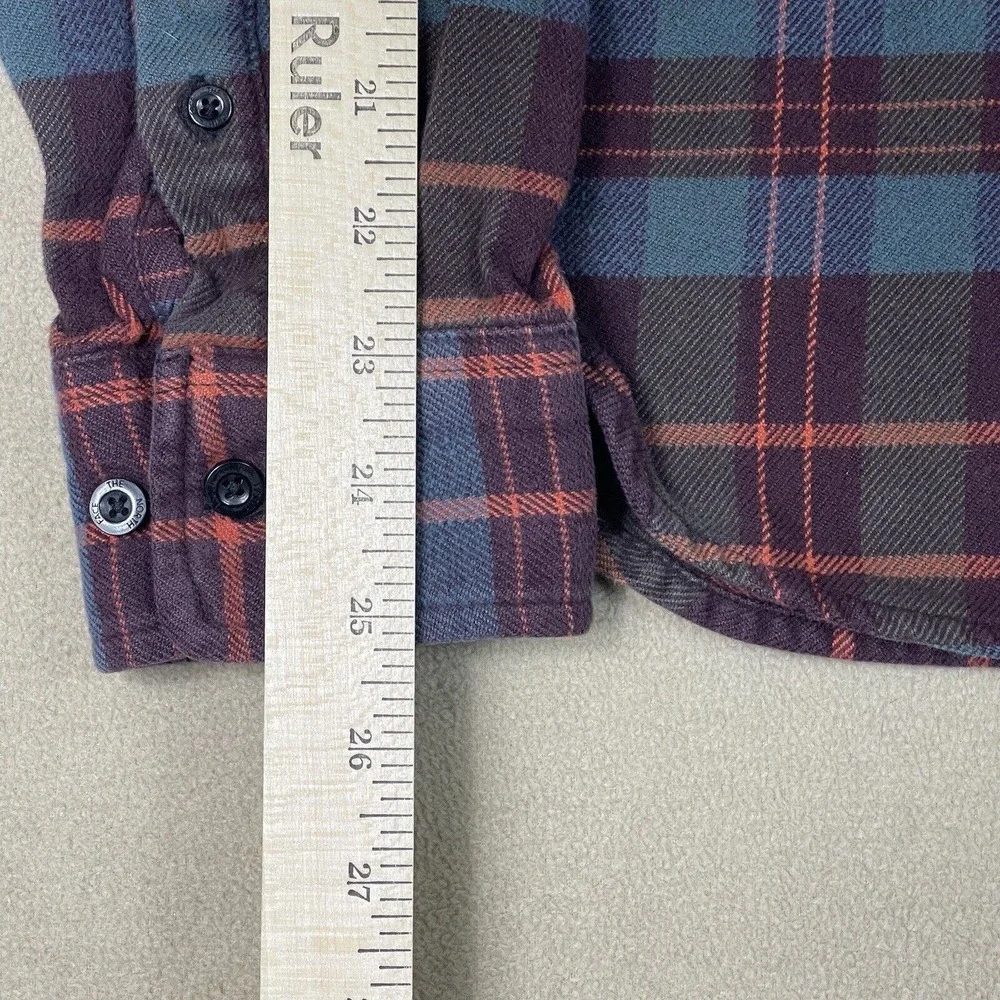 The North Face Shirt Men Small Red Blue Plaid Long Sleeve Button Up Hiking Adult